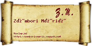Zámbori Márió névjegykártya
